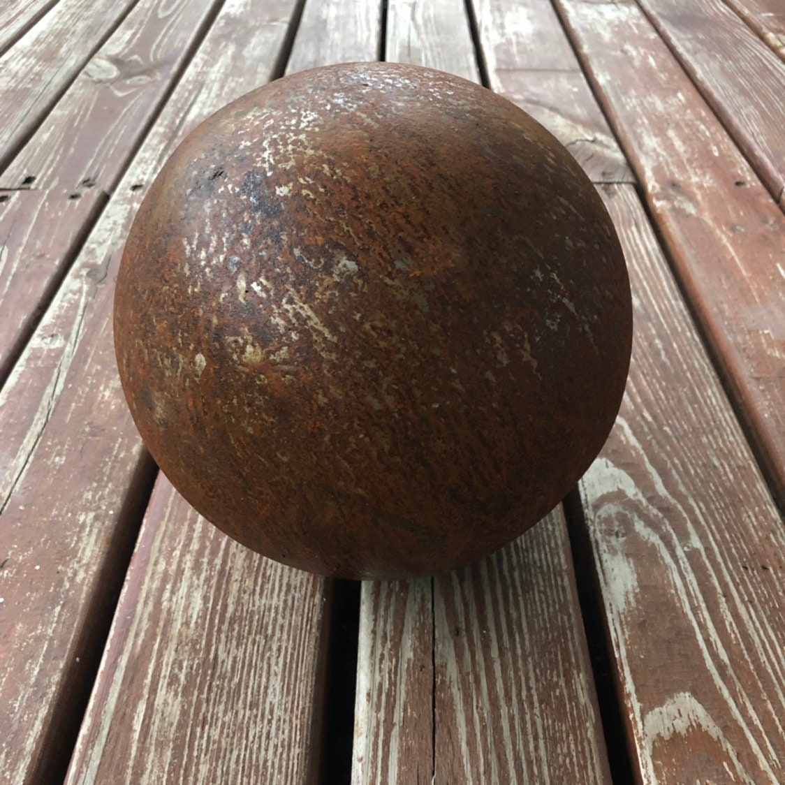 Garden Rusty Metal 8" Sphere, Outdoor decor, Garden orb, Rusty yard art