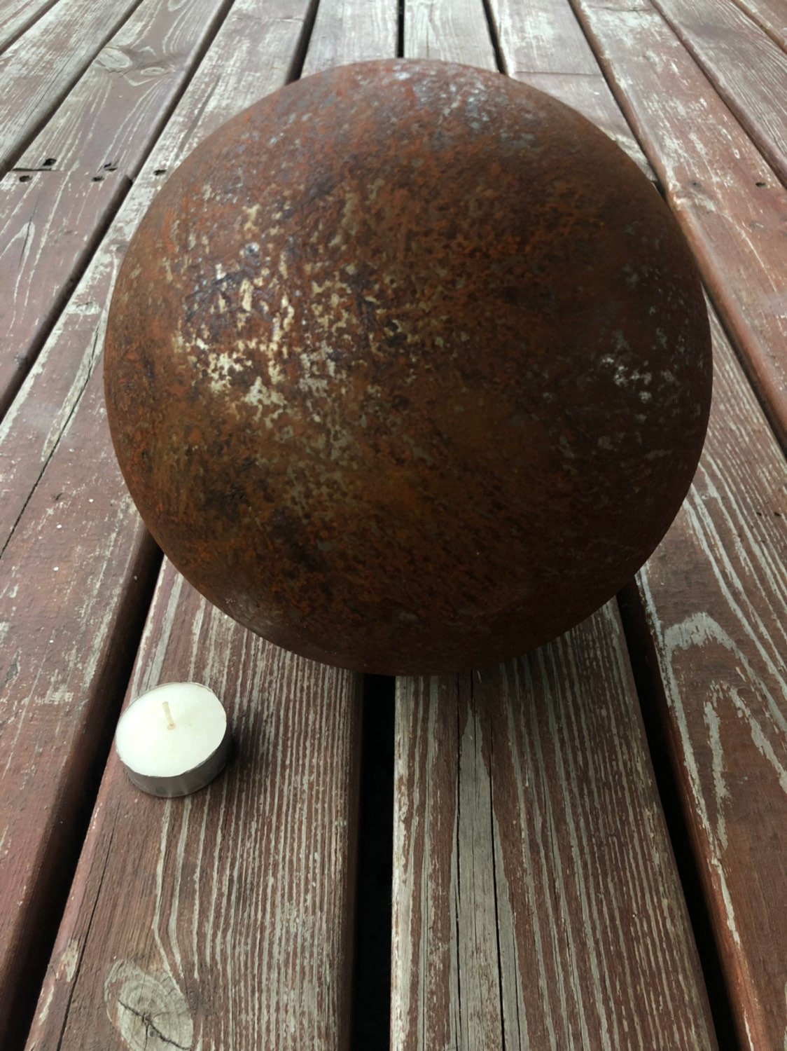 Garden Rusty Metal 8" Sphere, Outdoor decor, Garden orb, Rusty yard art