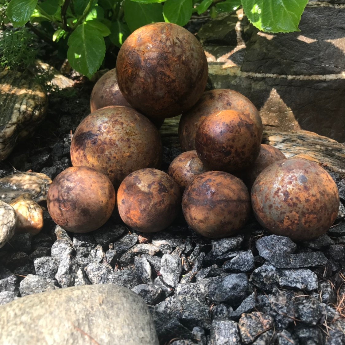 Rusty metal balls set, Garden decor, Garden art, Rusty metal art, Rusty decor, Metal sphere, Outdoor decor, Garden sphere, Rusty art, Sphere