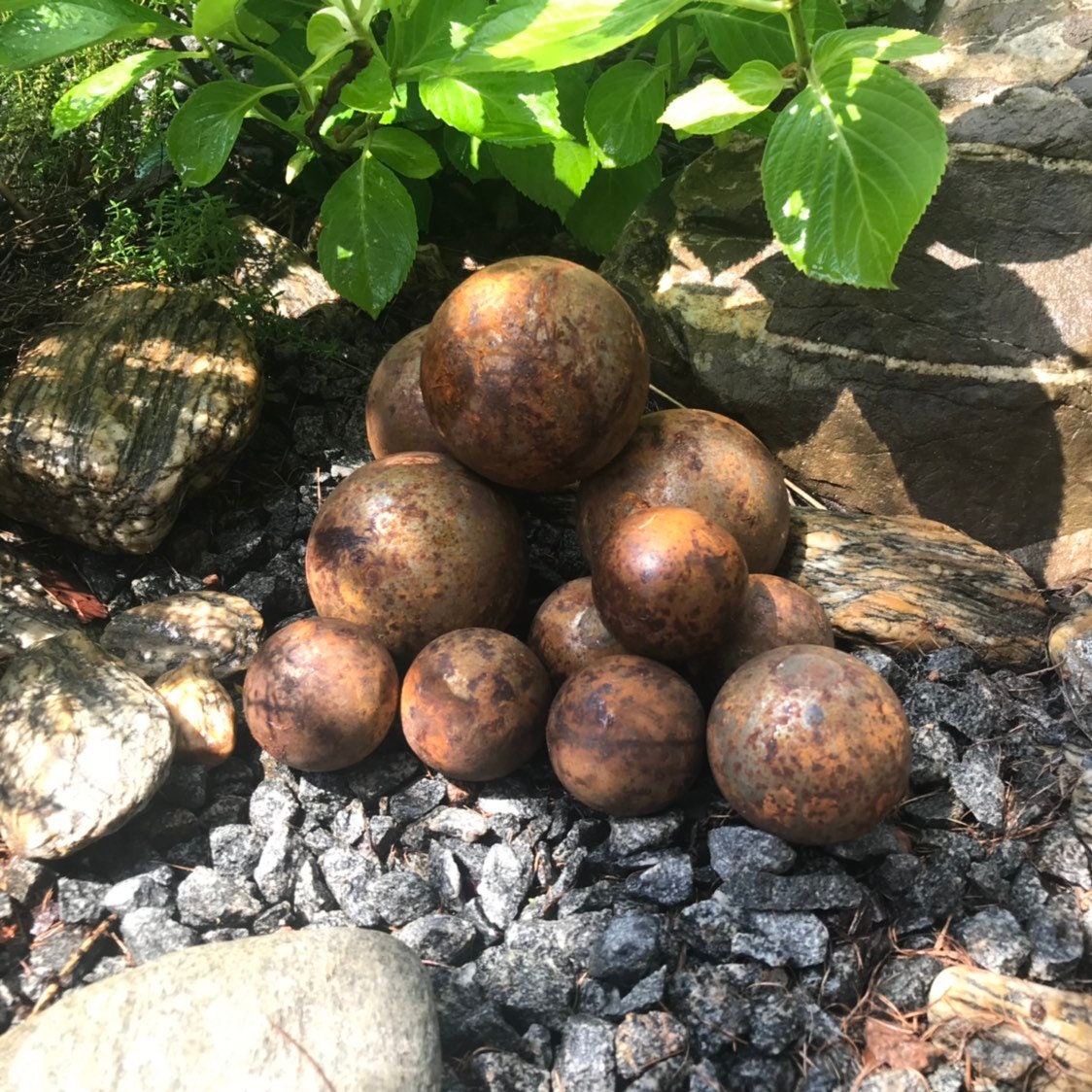 Rusty metal balls set, Garden decor, Garden art, Rusty metal art, Rusty decor, Metal sphere, Outdoor decor, Garden sphere, Rusty art, Sphere