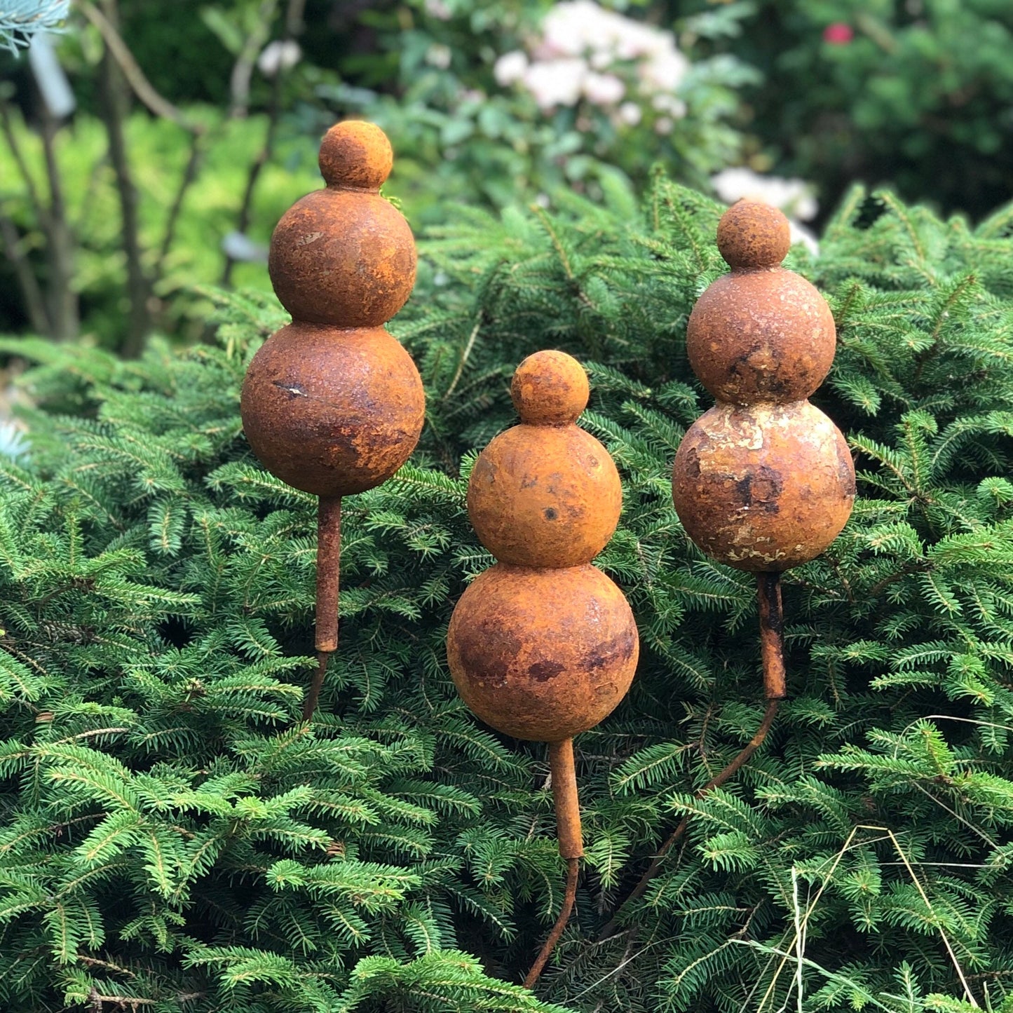 Rusty flowers set of 3, Rustic garden decor, Metal garden decor, metal yard art, outdoor metal decor, Rusty metal garden decor, Garden art