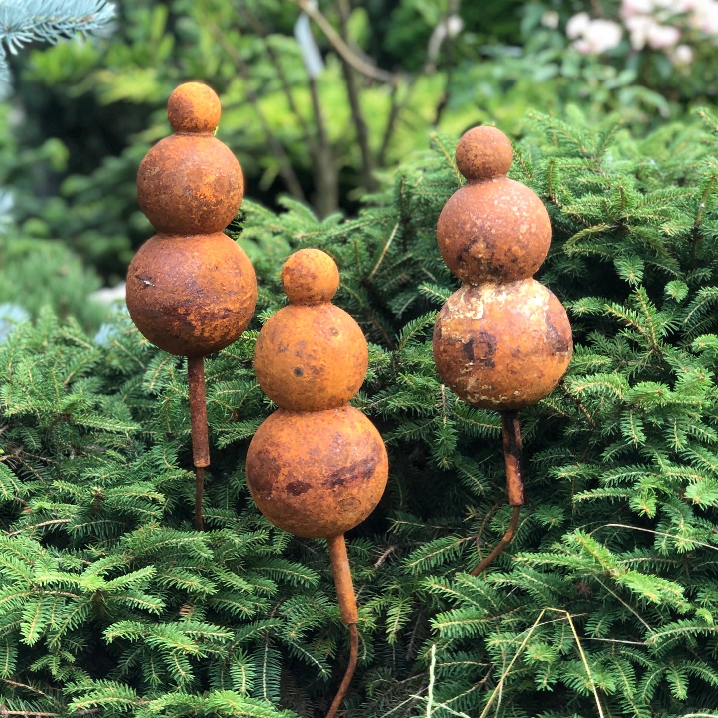 Rusty flowers set of 3, Rustic garden decor, Metal garden decor, metal yard art, outdoor metal decor, Rusty metal garden decor, Garden art