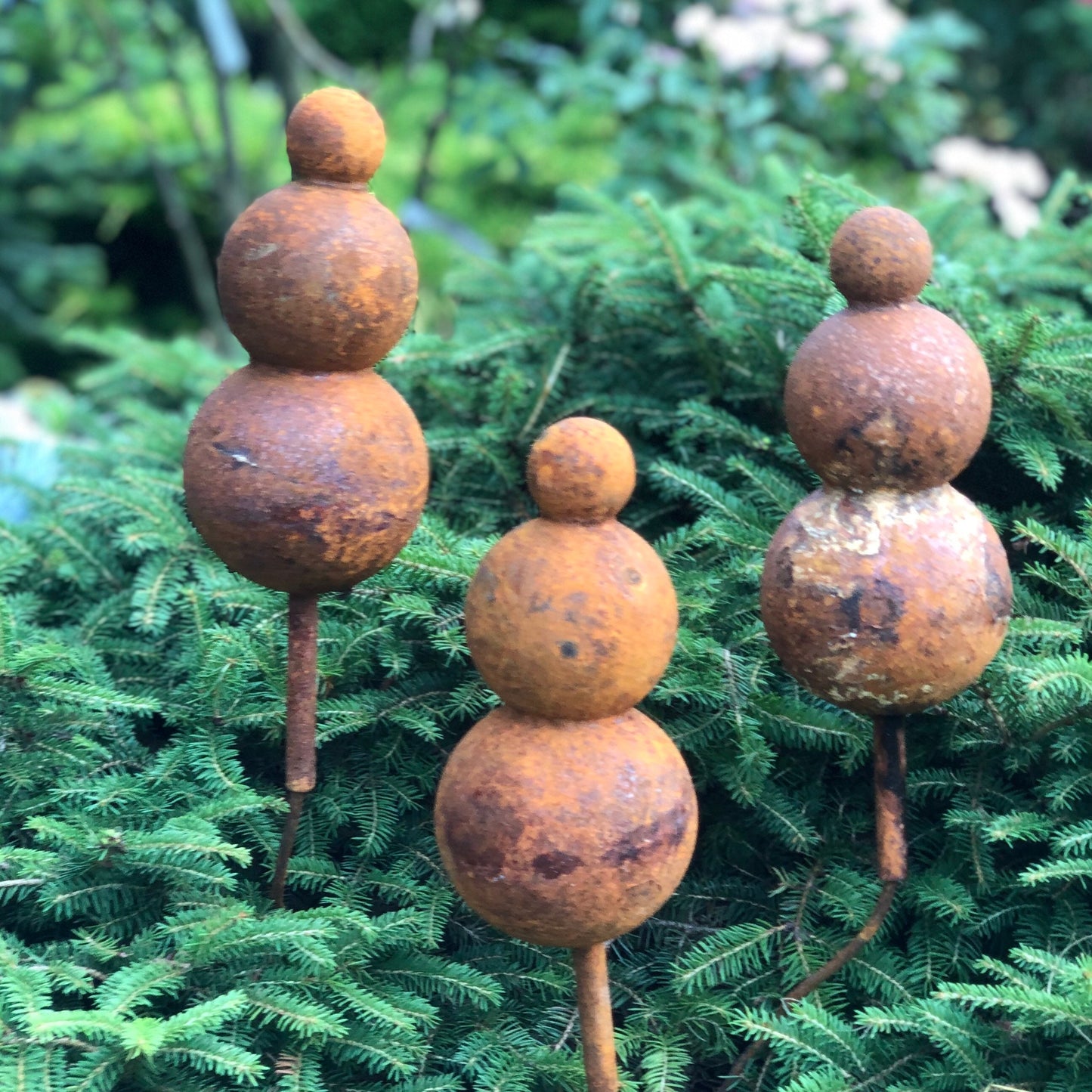 Rusty flowers set of 3, Rustic garden decor, Metal garden decor, metal yard art, outdoor metal decor, Rusty metal garden decor, Garden art