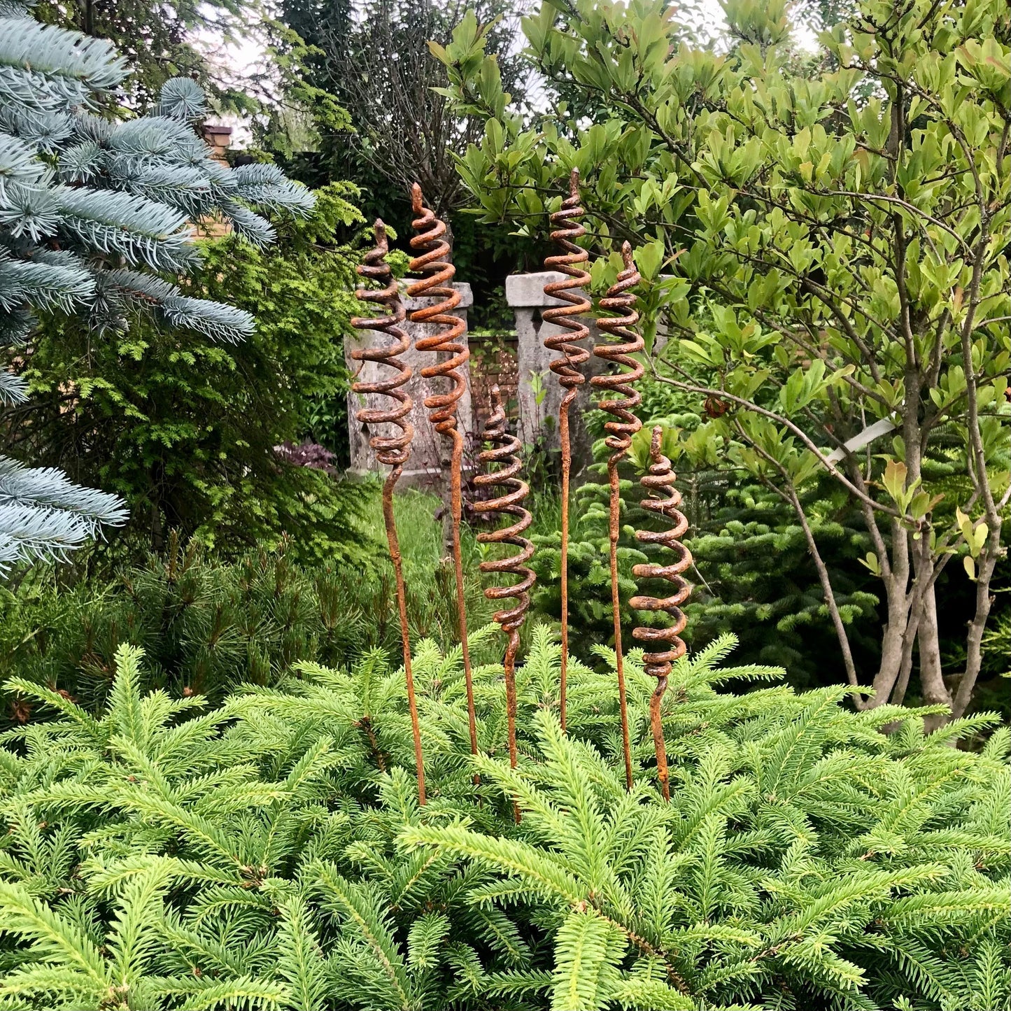 Rusty flowers set of 6, Flowers garden decor, Metal garden decor, metal yard art, outdoor metal decor, Rusty metal garden decor