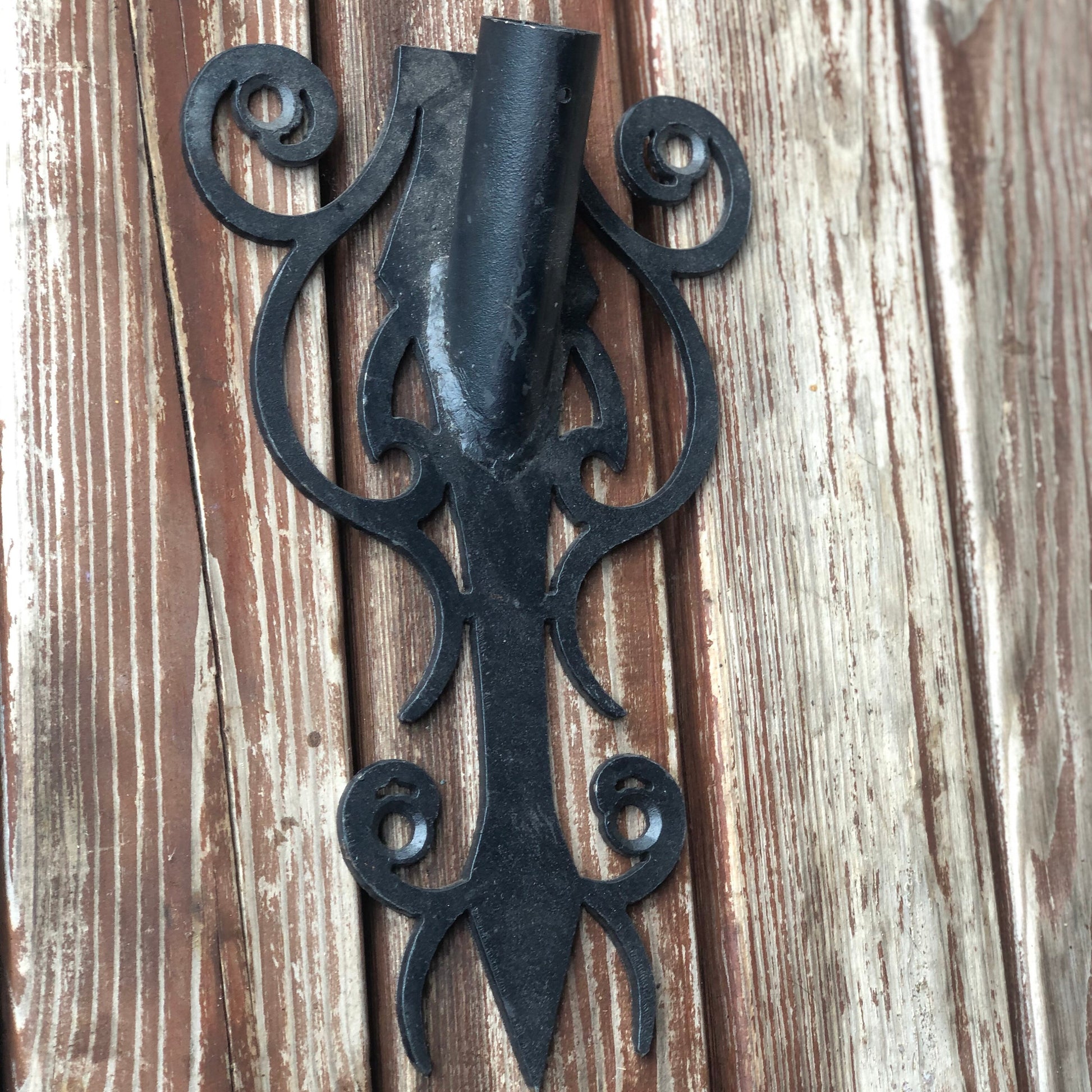 Wrought iron flag holder, Metal flag holder, Flag pole holder, Wall flag holder