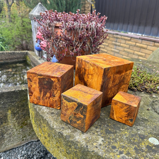 Handmade Rusty Metal Cubes Set - Minimalist Meditative Sculpture