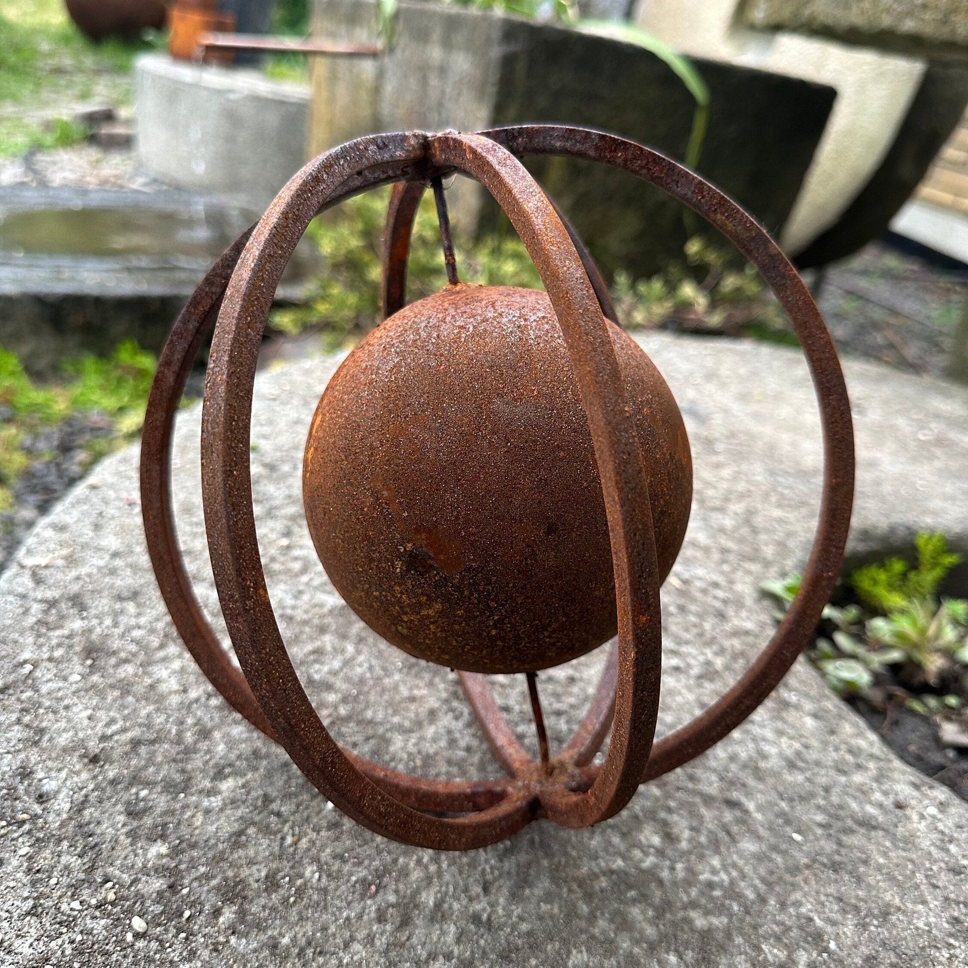 Rusty Metal Sphere Outdoor 8’’ Garden Decor - Give a Touch of Zen Art