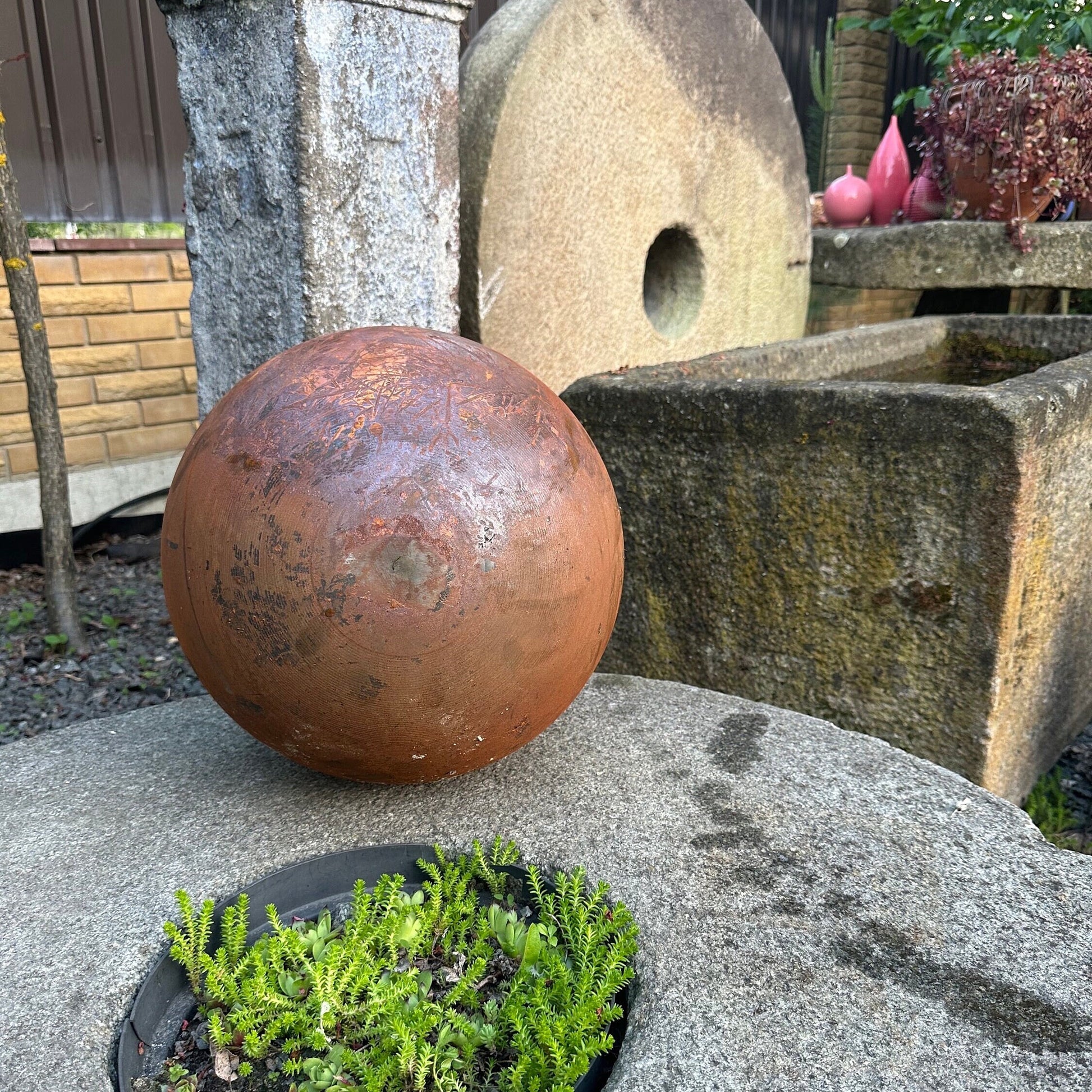 Rusty Metal Vintage Rusty 14" Sphere Outdoor Garden Decor - Give a Touch of Zen Art