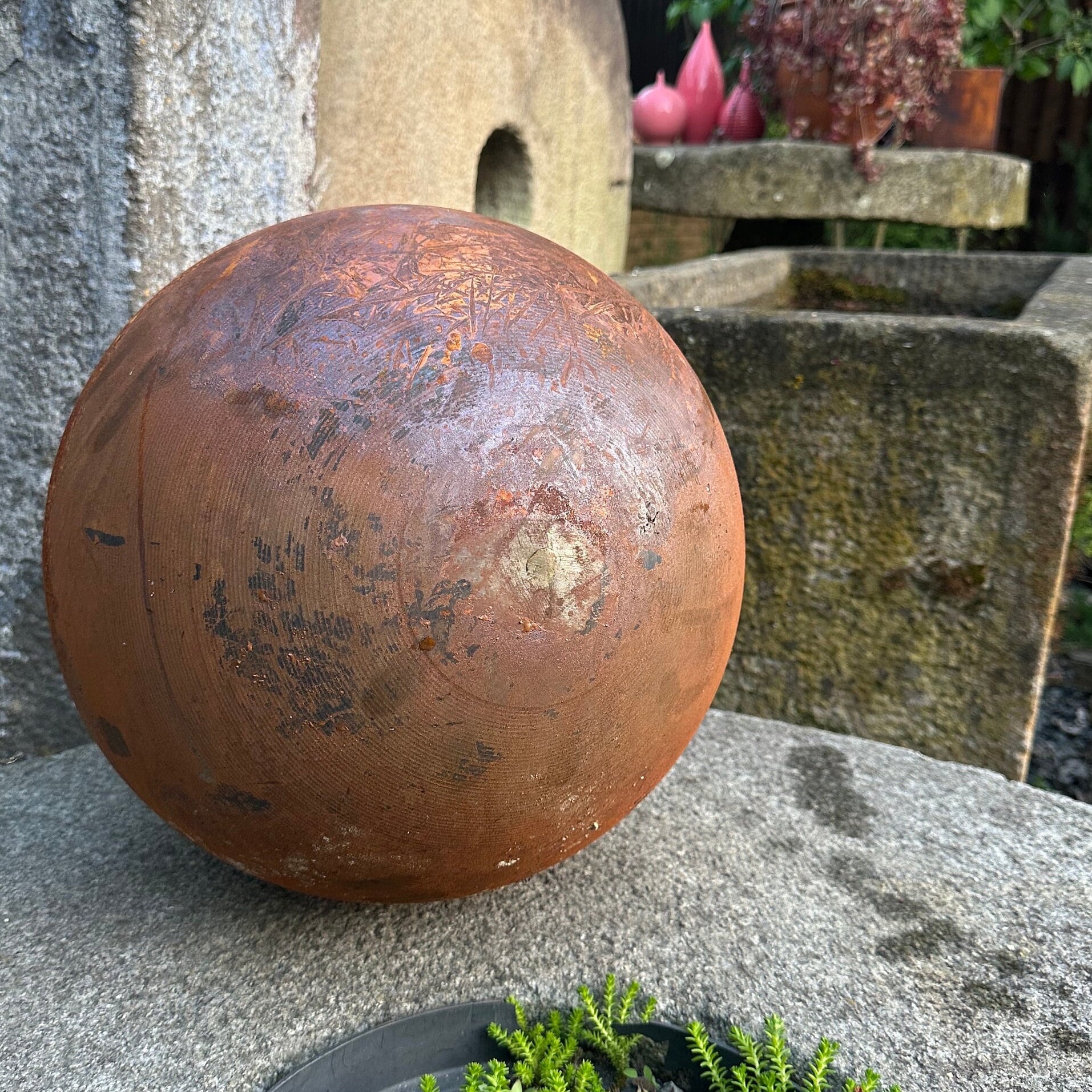  Rusty Metal Vintage Rusty 14" Sphere Outdoor Garden Decor - Give a Touch of Zen Art