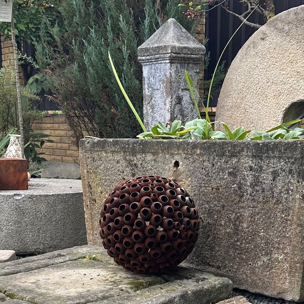 Art Rusty Metal Sphere Outdoor Garden Decor - Add a Touch of Zen Art