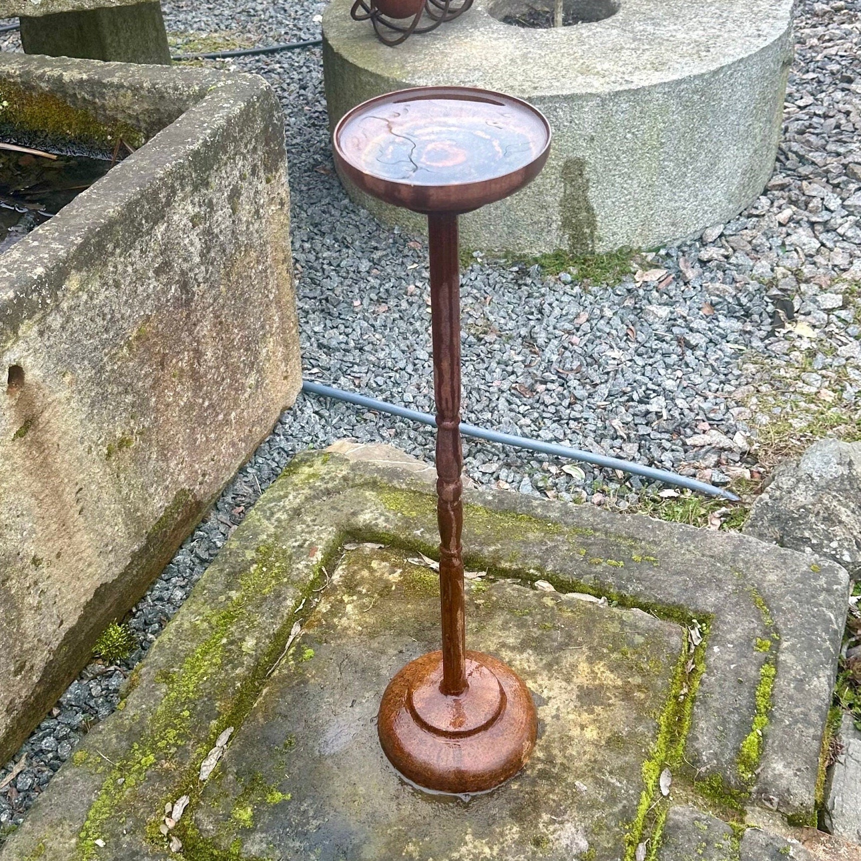 Rustic metal bird bath will place decorative accent in the garden compositions and landscape, create an atmosphere of romance and coziness in your home. This rusty metal art could be used as decoration at your home, in your garden, backyard, terrace or entrance to your home.