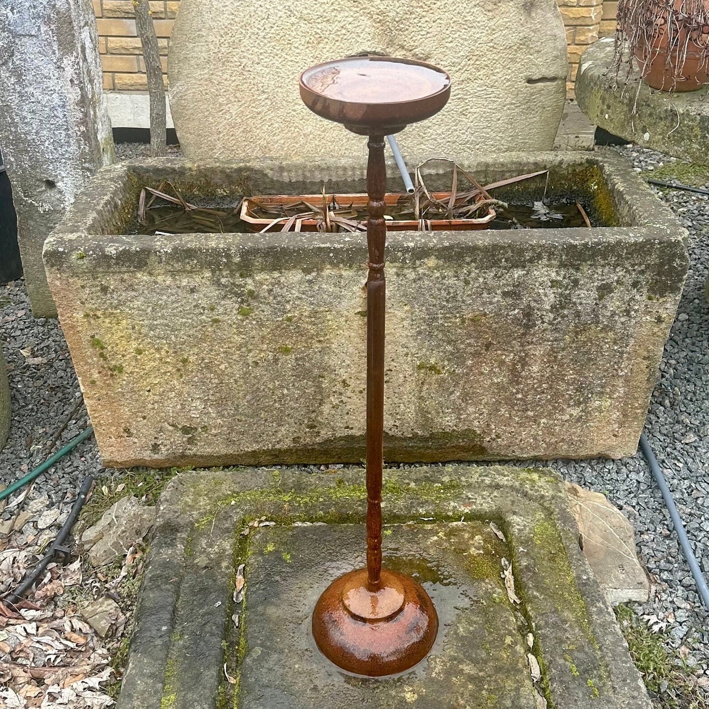 Rain catcher 7”, Bird bath outdoor garden decor Rustic metal bird bath will place decorative accent in the garden compositions and landscape, create an atmosphere of romance and coziness in your home. This rusty metal art could be used as decoration at your home, in your garden, backyard, terrace or entrance to your home.